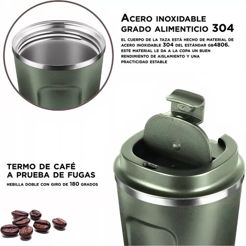 Termo Para Café Con Tapa De Acero Inoxidable Verde