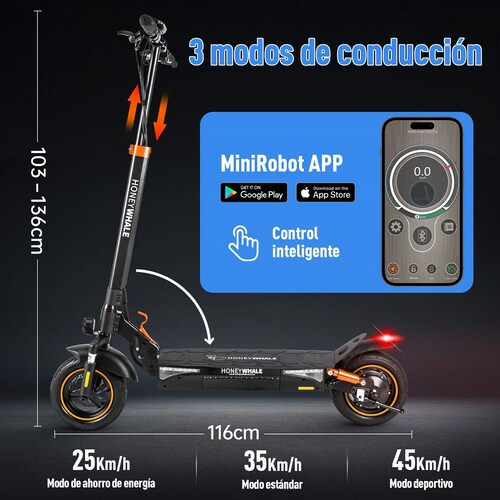 Scooter Eléctrico Honey Whale T4-A Negro.