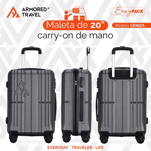 Maletas de viaje Rígidas set kit EASY PACK 2 piezas 24 con cierre expandible - 20 carry on de mano ABS doble calibre candado de alta seguridad TSA LOCK Armored Travel Ceniza