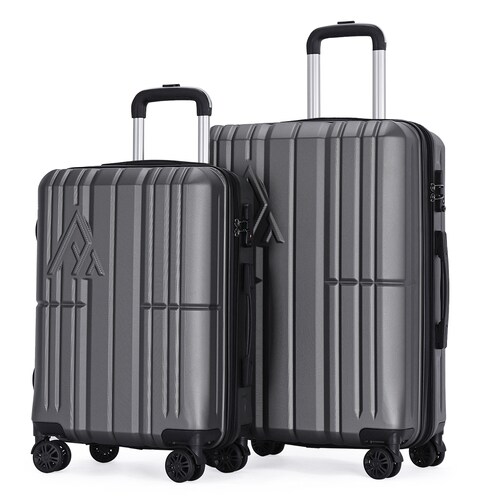 Maletas de viaje Rígidas set kit EASY PACK 2 piezas 24 con cierre expandible - 20 carry on de mano ABS doble calibre candado de alta seguridad TSA LOCK Armored Travel Ceniza