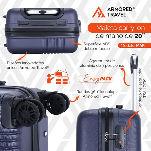 Maletas de viaje Rígidas set kit EASY PACK 2 piezas 24 con cierre expandible - 20 carry on de mano ABS doble calibre candado de alta seguridad TSA LOCK Armored travel Mar