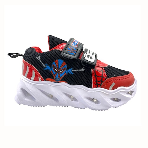 Tenis Rojo Arandano Spider Man Para Niño con Luces Led.