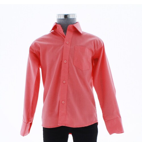 Camisa De Vestir Niño Rosa Coral Manga Larga 3582 2-18 Años...