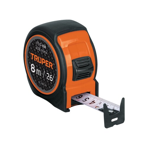  Flexómetro Compacto Con Grip, 8 M, Cinta 25 Mm Truper.