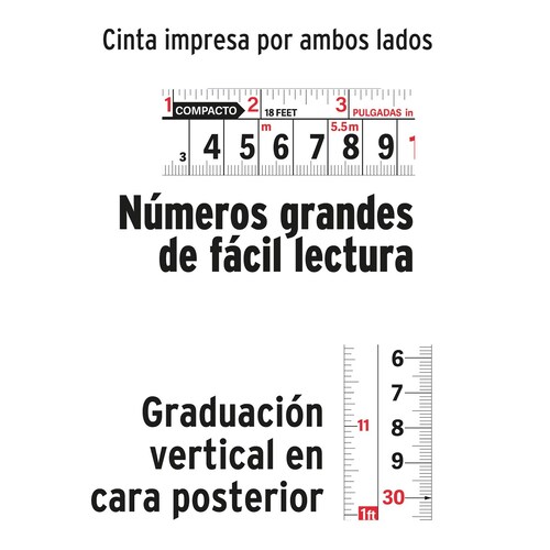  Flexómetro Compacto Con Grip, 8 M, Cinta 25 Mm Truper.