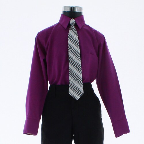 Camisa De Vestir Niño Morado Bugambilia Manga Larga 3589 2-18 Años..