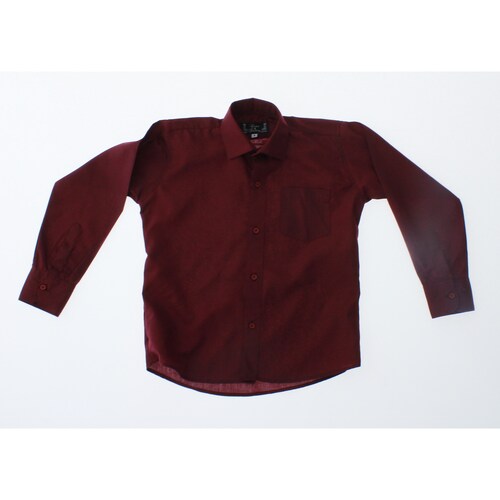 Camisa De Vestir Niño Color Vino Manga Larga 3591 2-18 Años..