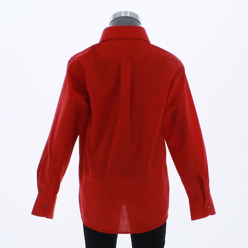 Camisa De Vestir Niño Color Rojo Manga Larga 3592 2-18 Años..