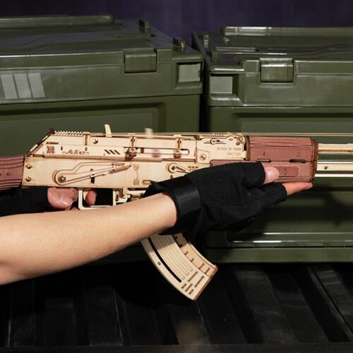 Rompecabezas 3d de Madera Rifle Tirador Juguete Madera Ak-47.