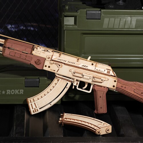 Rompecabezas 3d de Madera Rifle Tirador Juguete Madera Ak-47.