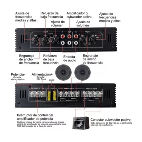 Amplificador De Audio De 6800w 4 Canales Para Auto