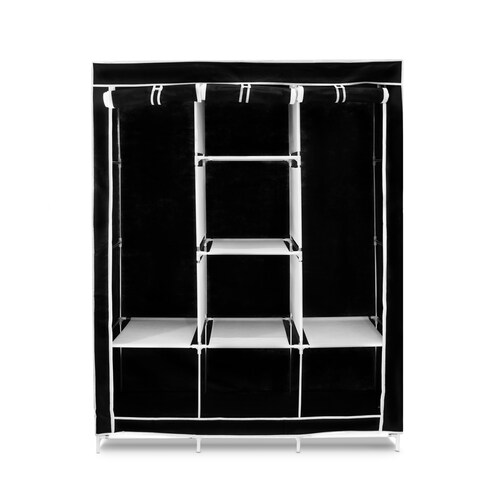 Closet Portátil Negro ,Ropero Armable De Tela 3 Puertas Para Ropa