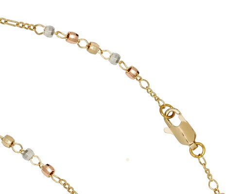 Collar Rosario Chapa de Oro 18K Horoz Cruz 3 colores 60cm SH5.