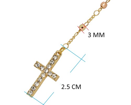 Collar Rosario Chapa de Oro 18K Horoz Cruz 3 colores 60cm SH5.