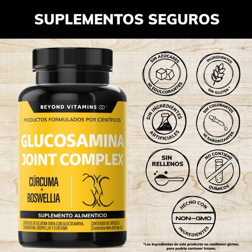 Suplemento Alimenticio Beyond Vitamins Glucosamina y Cúrcuma 60 cápsulas