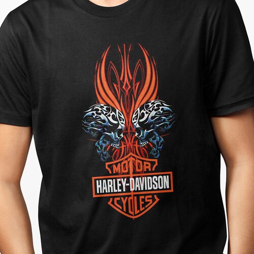 Playera Casual Negra para Hombre - Motor Harley Davidson Cycles
