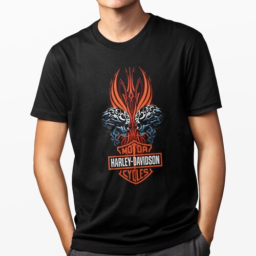 Playera Casual Negra para Hombre - Motor Harley Davidson Cycles