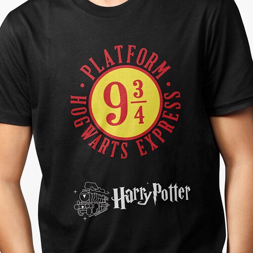 Playera Urbana Negra para Hombre - Plataforma 9 3/4 Hogwarts Express Harry Potter