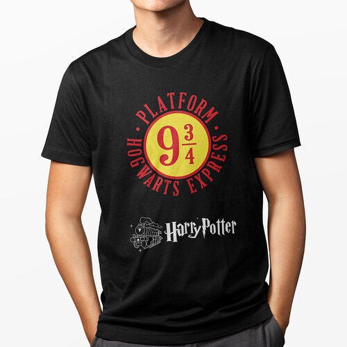Playera Urbana Negra para Hombre - Plataforma 9 3/4 Hogwarts Express Harry Potter