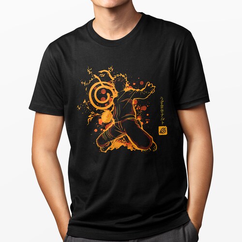 Playera Urbana Negra para Hombre - Naruto Anime Art Anime