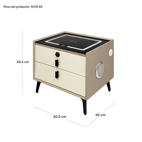 Mesa Noche Buro Inteligente Cargador Inalambrico Luz Audio Cafe