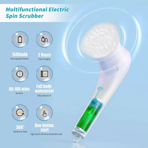 Cepillo Electrico De Limpieza Recargable Para Baño Y Cocina Blanco
