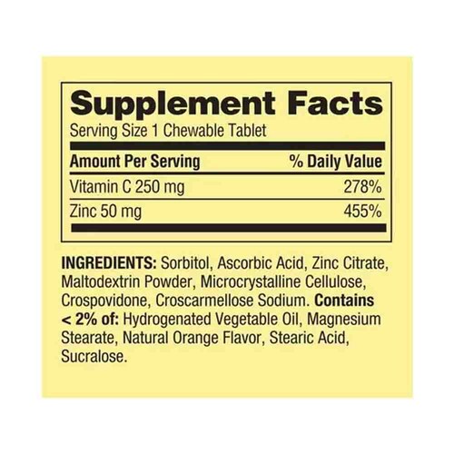 Zinc 50mg Spring Valley 150 tabletas masticables Alta Potencia.