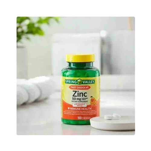 Zinc 50mg Spring Valley 150 tabletas masticables Alta Potencia.