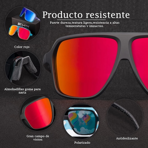 Gafas ciclismo rojo negro moto deportes protección polarizadas lentes deportivas pesca filtro UV