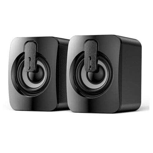 Bocinas mini altavoz negro gamer portátil USB audio PC lap teléfono volumen 3,5mm estéreo HiFi