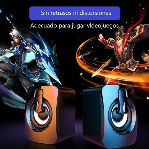 Bocinas mini altavoz negro gamer portátil USB audio PC lap teléfono volumen 3,5mm estéreo HiFi
