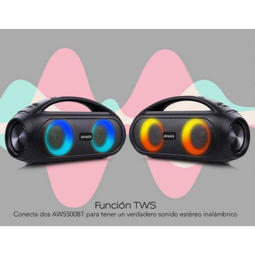 Bocina Portátil Bluetooth y luces + AUDIFONOS Aiwa combo AWS500B
