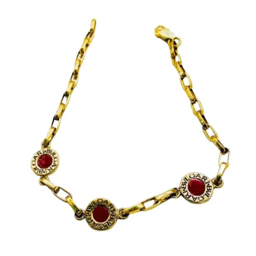 Pulsera De Marca Con Fondo Rojo Oro De 14 Kilates+ Obsequio