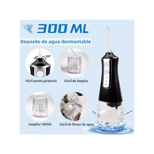 Irrigador Dental Bucal Portátil Recargable,inalambrica Negro