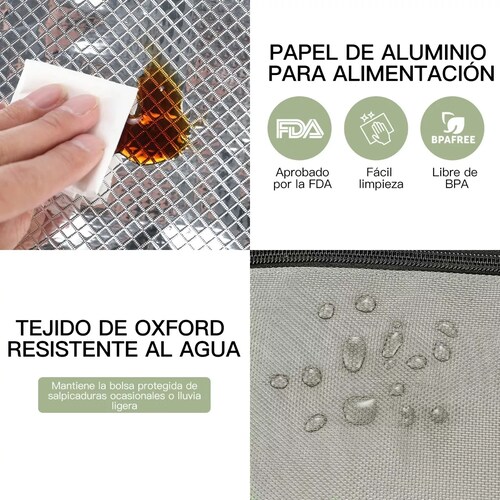 Lonchera Térmica Doble Compartimento Gran Capacidad Gris