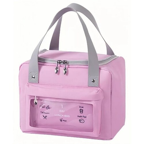 Lonchera Termica Portátil Bolsa Del Almuerzo Frío Y Calor Rosa