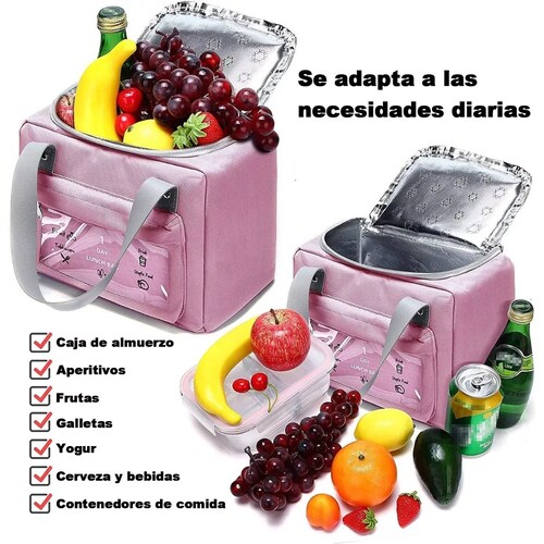 Lonchera Termica Portátil Bolsa Del Almuerzo Frío Y Calor Rosa