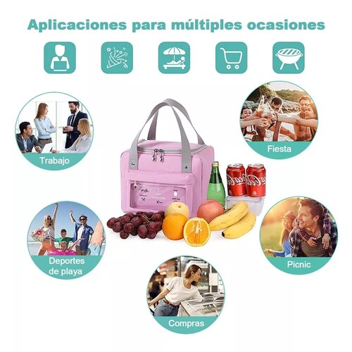 Lonchera Termica Portátil Bolsa Del Almuerzo Frío Y Calor Rosa