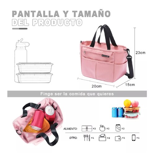 Bolsa Lonchera Termica Moderna Gran Capacidad, Frío Y Calor Rosa