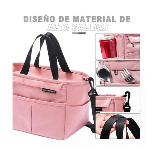 Bolsa Lonchera Termica Moderna Gran Capacidad, Frío Y Calor Rosa