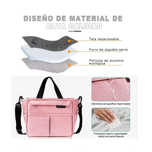 Bolsa Lonchera Termica Moderna Gran Capacidad, Frío Y Calor Rosa