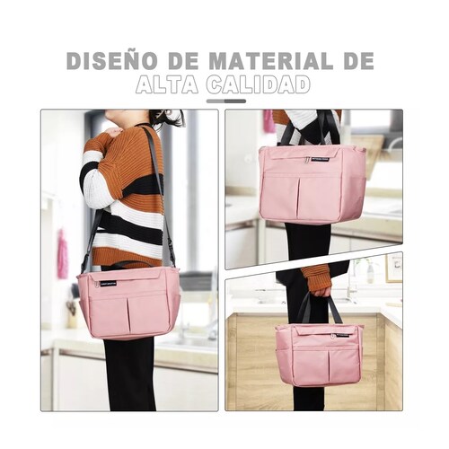 Bolsa Lonchera Termica Moderna Gran Capacidad, Frío Y Calor Rosa