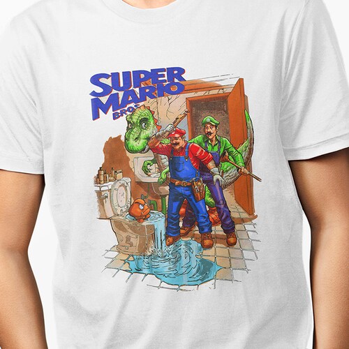 Playera Casual Blanca Super Mario Bros ArtFan