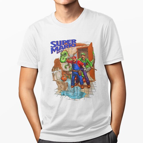 Playera Casual Blanca Super Mario Bros ArtFan