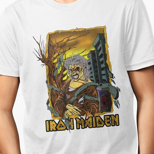 Playera Casual Blanca Iron Maiden Banda Metal