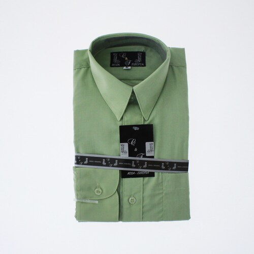 Camisa De Vestir Verde Pistache para Niño Manga Larga 3624 2-18 Años.