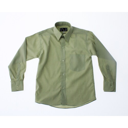 Camisa De Vestir Verde Olivo para Niño Manga Larga 3625 2-18 Años.-
