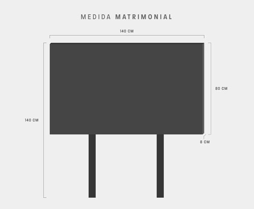 Cabecera Matrimonial Cuadro Grande Económica Msi 2 Cojines - Gris Claro.