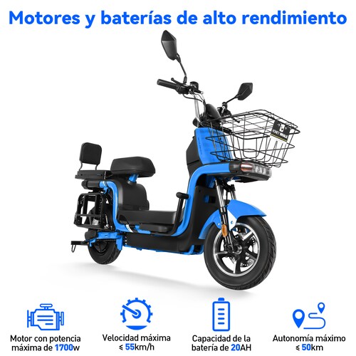 Motobici Eléctrica Honey Whale U7S Azul .