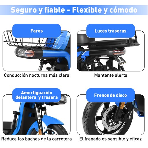 Motobici Eléctrica Honey Whale U7S Azul .
